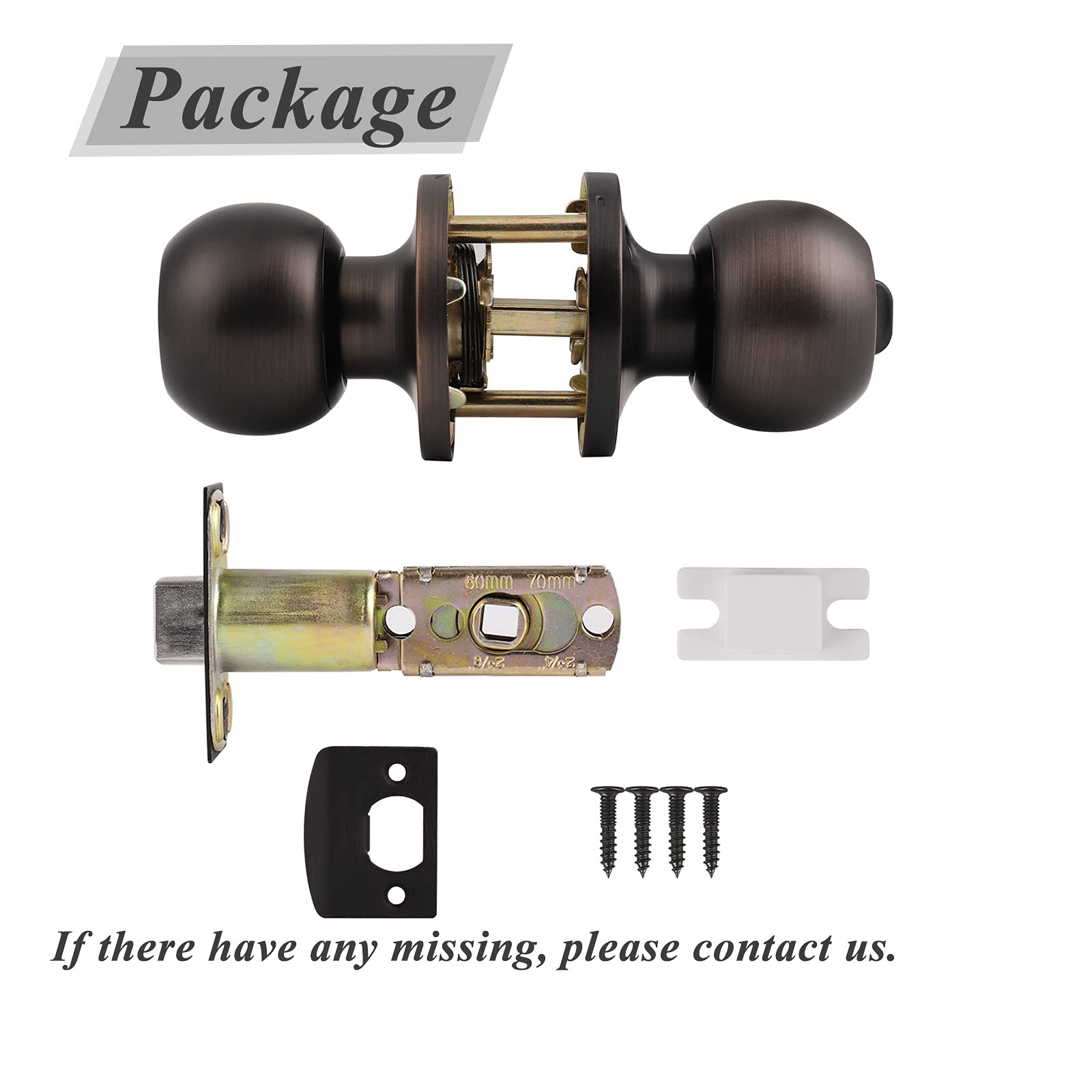 Probrico 8 Pack Oil Rubbed Bronze Interior Door Knobs with Privacy Lock - Bedroom & Bathroom Door Handles for Standard Doors - Perfect for Home, Office, and Rental Properties