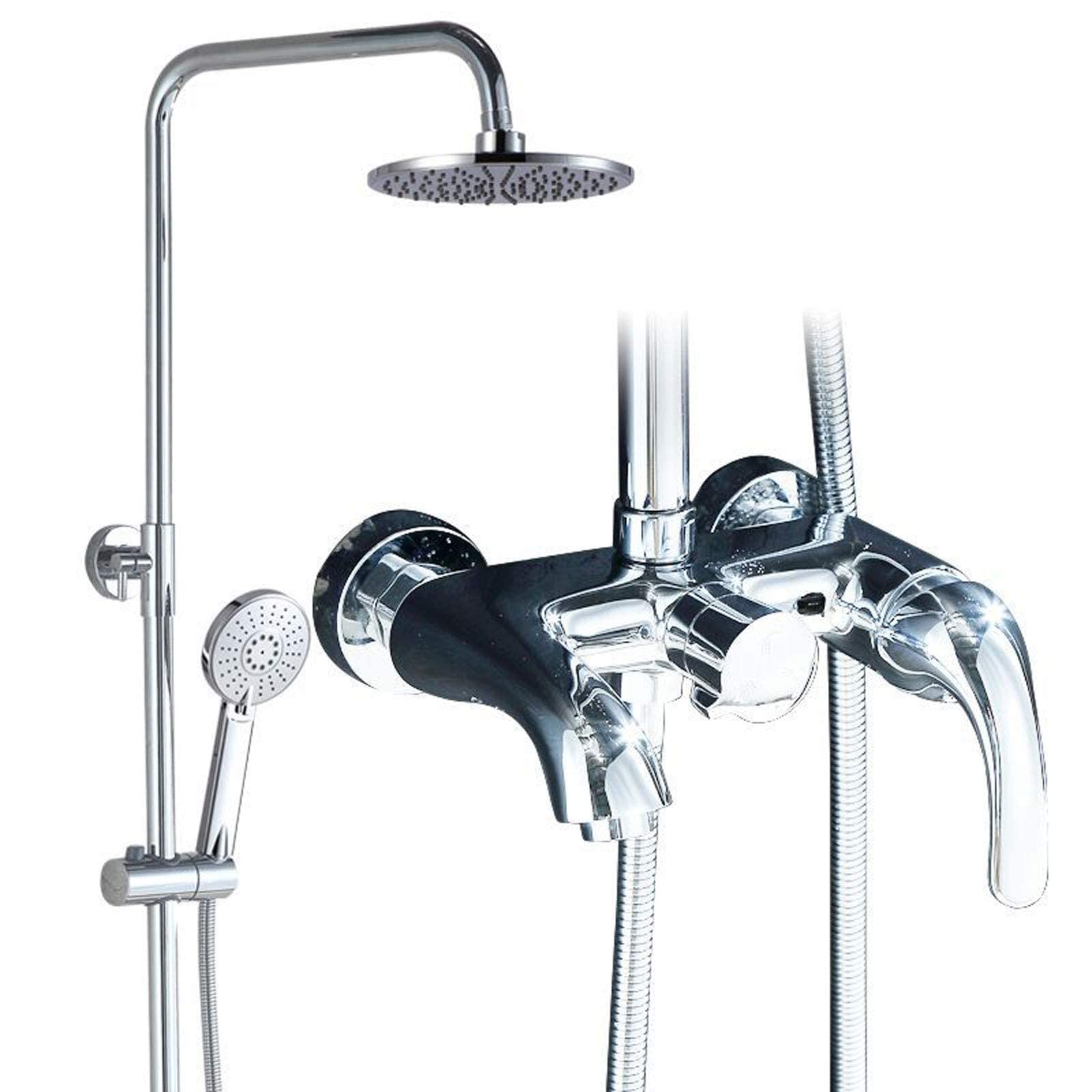 Premium Chrome Shower System - Brass Wall Mounted Rainfall Shower Head with Adjustable Mixer Tap for Bathroom, Hotel & Gym Use - Luxury Spa Experience at Home