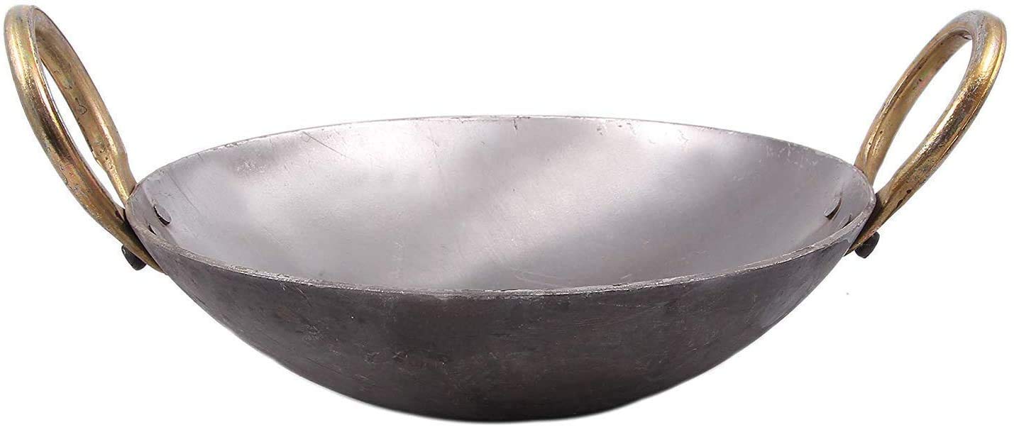 2 Liter Indian Style Iron Kadai Wok - Traditional Lohe Ki Kadai for Authentic Cooking | Perfect for Stir-Fry, Curry, and Deep Frying
