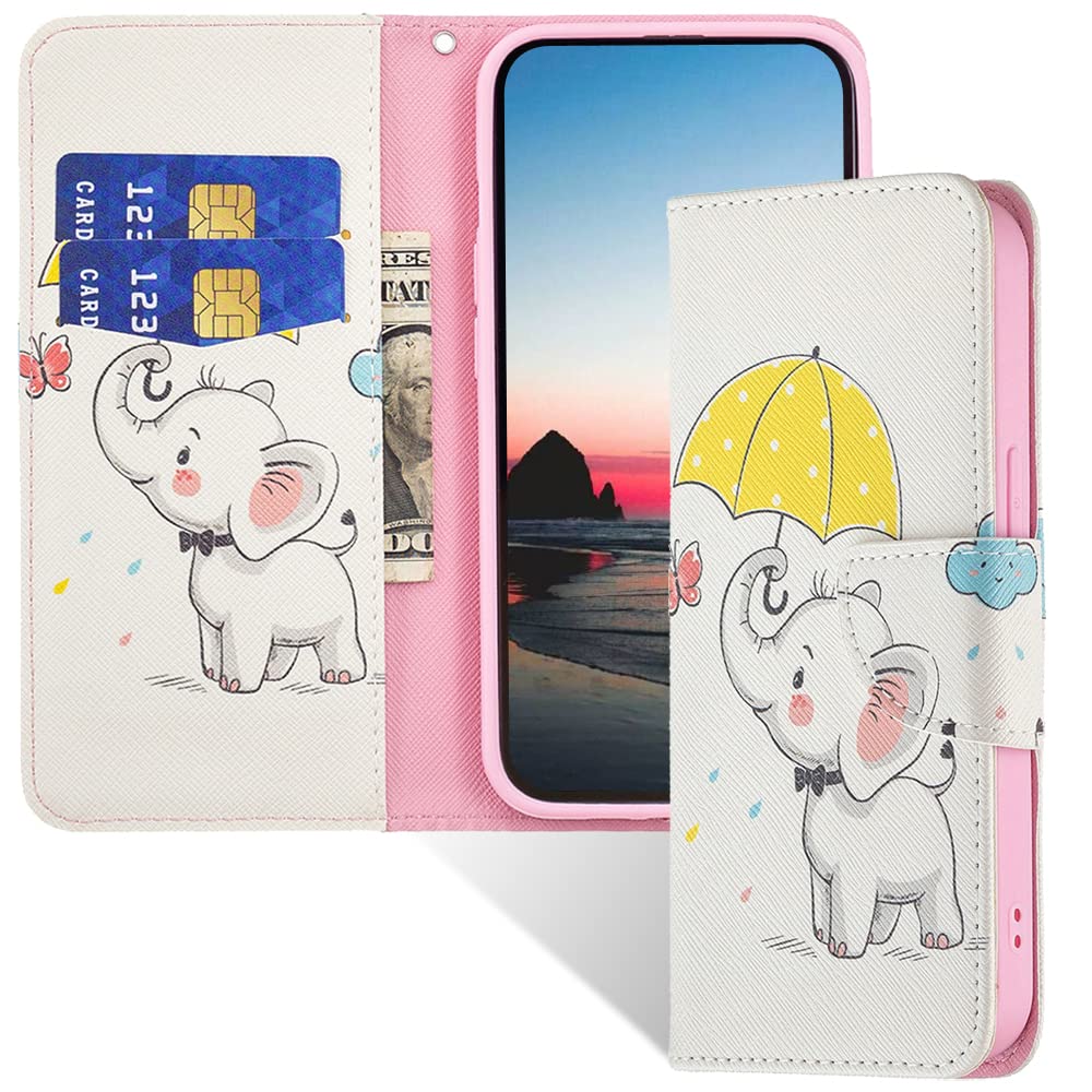 Samsung Galaxy A02 Case Flip Wallet Phone Cover with Kickstand & Card Holder - Luxury PU Leather Protective Case for Samsung A02/M02 (Elephant Design) - Perfect for Work, Travel & Everyday Use