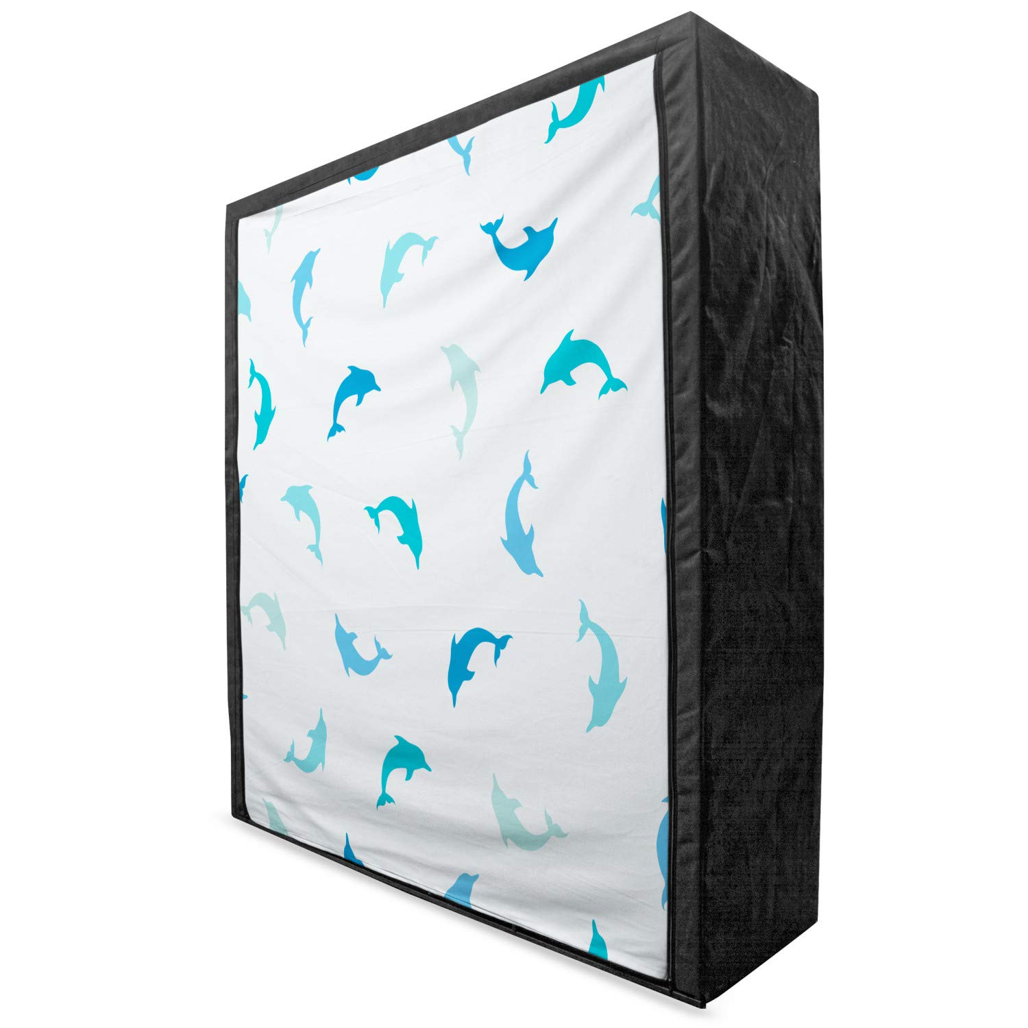Ambesonne Sea Animals Portable Fabric Wardrobe - Leaping Dolphin Marine Theme Closet Organizer with Shelves, 59