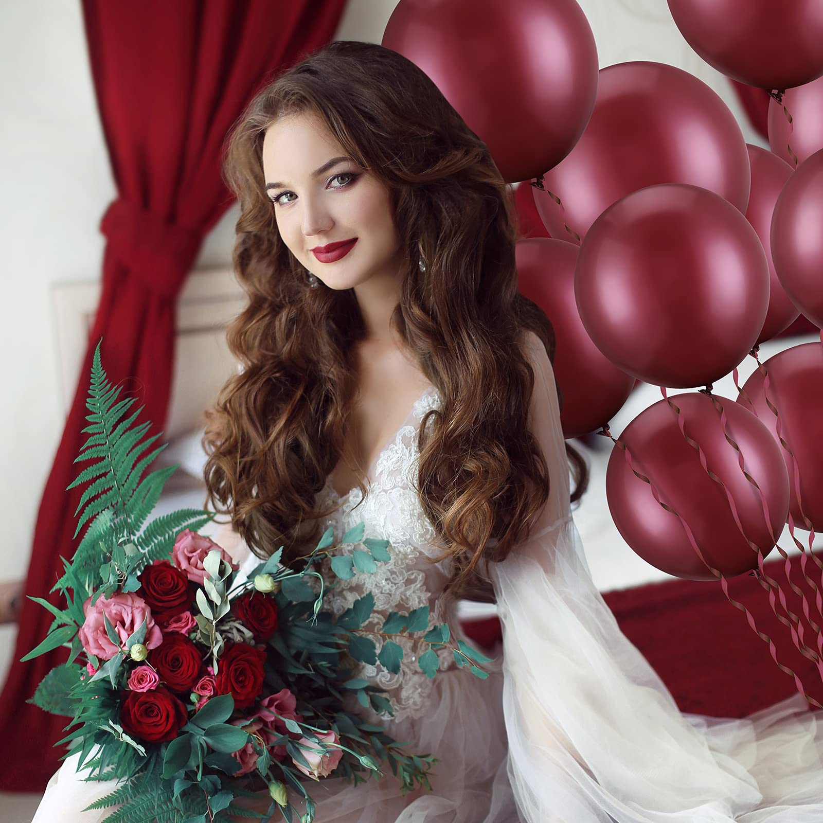 100 Pcs Burgundy Maroon Balloons - 12/10/5 Inch Wine Red Garnet Latex Balloons for Wedding, Birthday, Bridal Shower Party Decorations (Dark Red Balloon Set) - Perfect for Anniversary, Graduation, Baby Shower & Holiday Celebrations