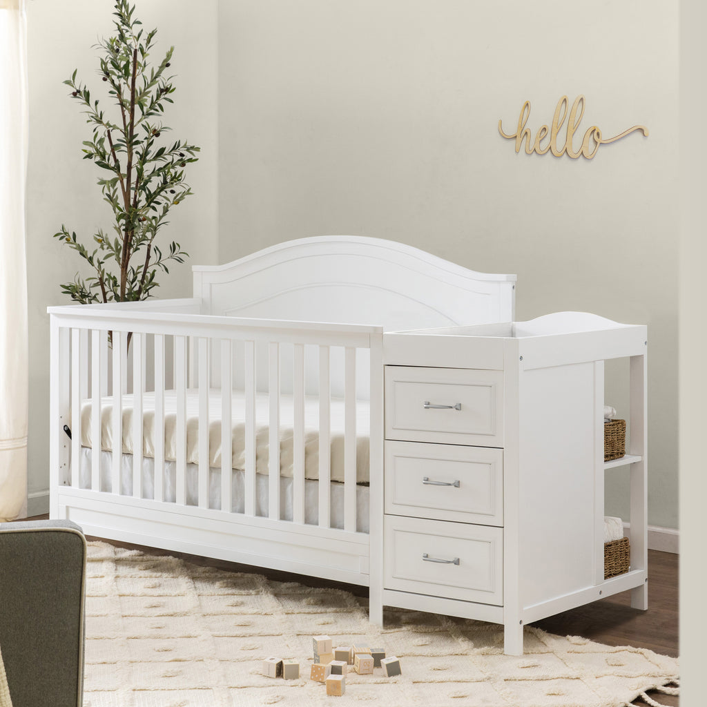 Charlie 4-in-1 Convertible Baby Crib with Changing Table - Nursery Furniture Set for Newborn to Toddler | Perfect for Small Spaces & Modern Nurseries