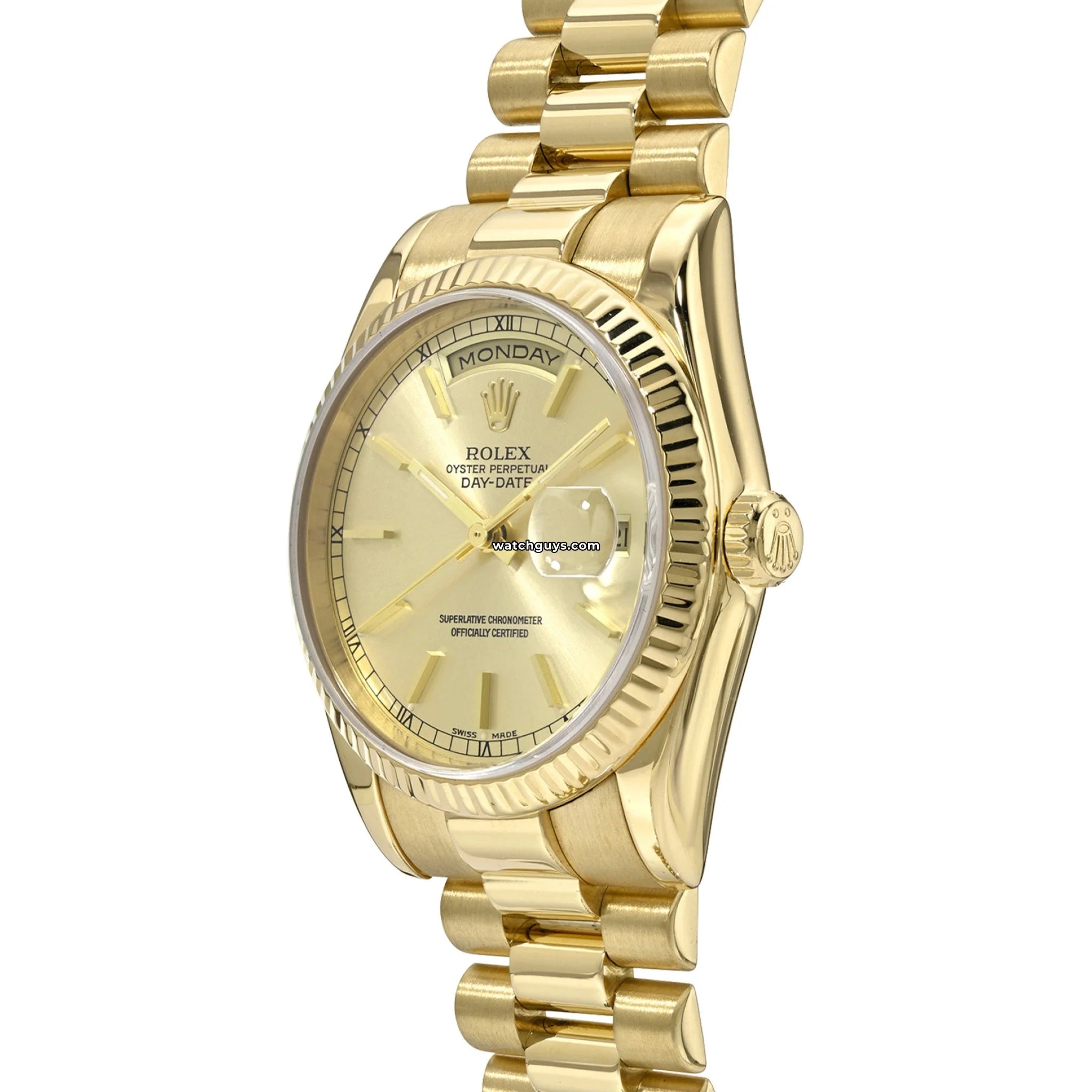 Rolex Day-Date 118238 18K Gold Men's Watch with Champagne Dial - Luxury Dress Watch for Business & Formal Occasions