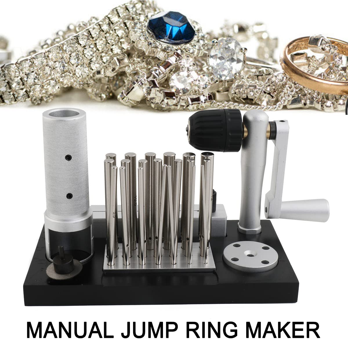Professional Stainless Steel Manual Jump Ring Maker Tool with 20 Mandrels (2.5mm-12mm) - Jewelry Making Wire Bending Machine for DIY Earrings, Necklaces & Bracelets - Perfect for Jewelry Crafting, Beading Projects & Metalwork