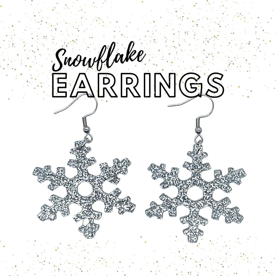 Snowflake Earrings for Women - Acrylic Christmas Jewelry Set | Holiday Party Earrings, Winter Wedding Accessories & Stocking Stuffers Gift Ideas