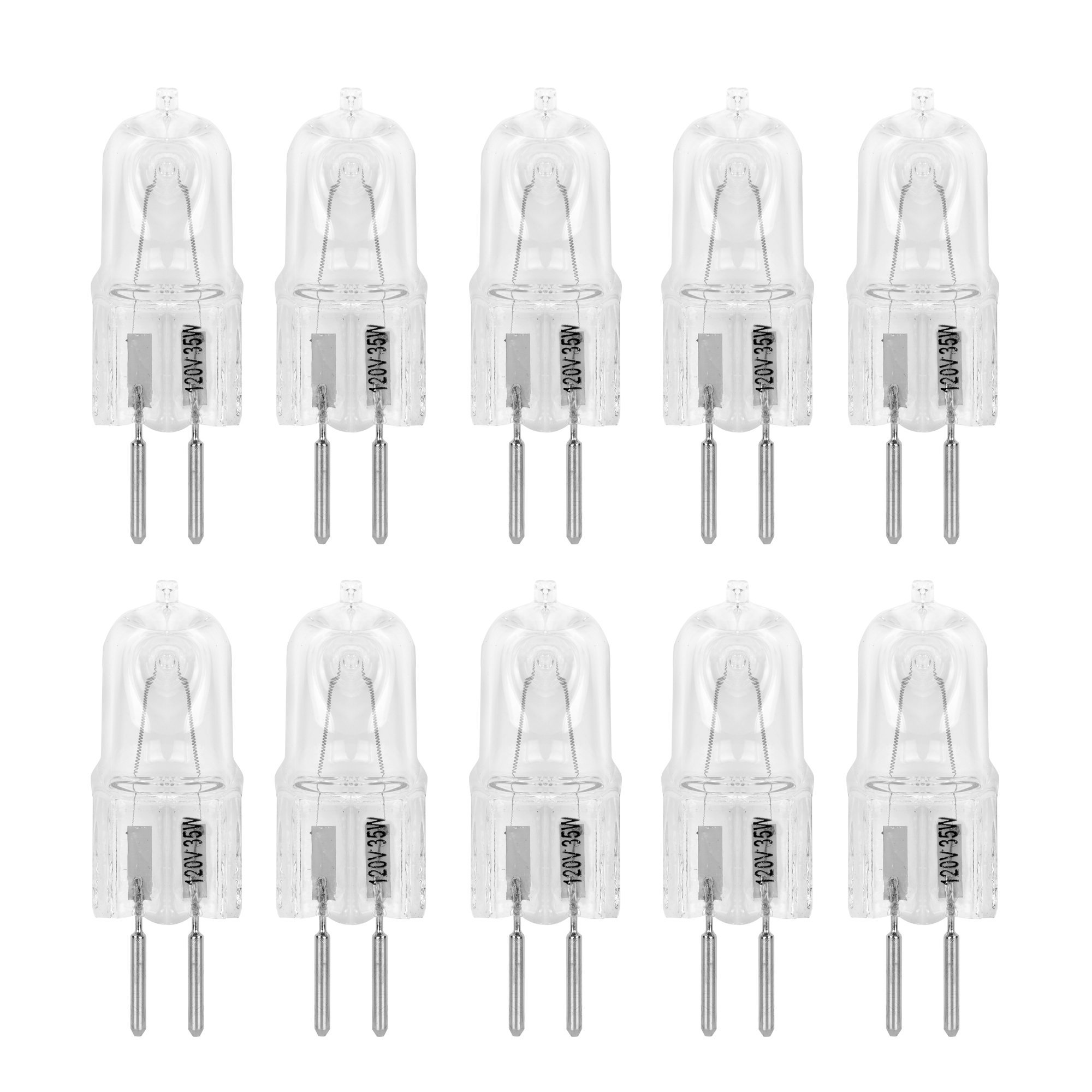 10 Pack Clear Dimmable T4 Q35/GY6.35/CL/120V 35W Halogen Light Bulbs for Wax Melters, Oil Warmers & Aroma Diffusers - Perfect for Kitchen, Bathroom & Vanity Mirror Lighting