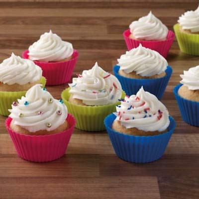 12 Pack Reusable Non-Stick Silicone Cupcake Liners - Standard Size Baking Cups for Muffins, Cupcakes & More | Perfect for Home Baking, Party Desserts & Holiday Treats