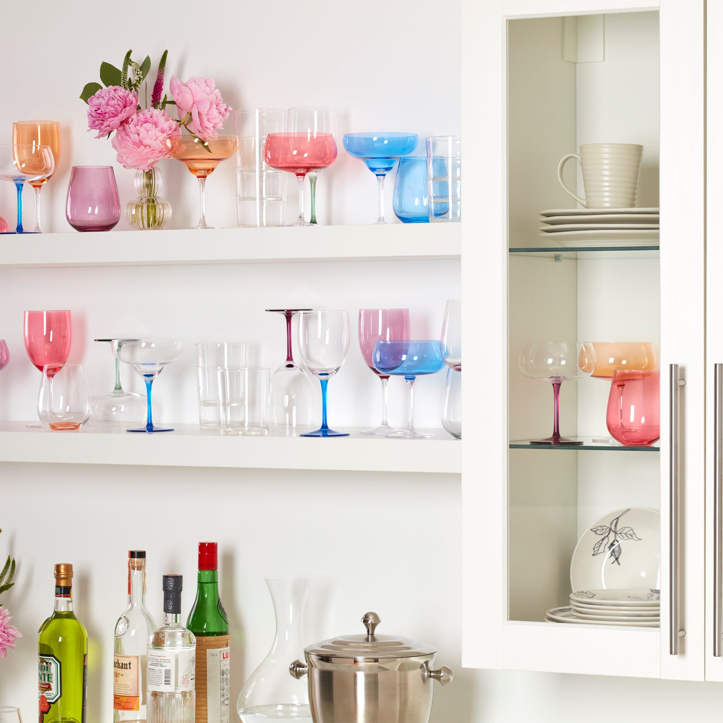 True Colors Cocktail Glasses Set of 4 - Vibrant Colored Stemware for Margaritas, Martinis & Party Drinks - Perfect for Home Bars, Wedding Receptions & Cocktail Parties