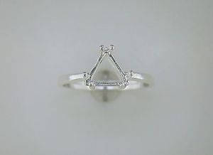 Solid Sterling Silver or 14kt Gold 5-10mm Trillion Cut Pre-Notched Blank Ring Shank Setting - Size 7 (163475/143475) - Perfect for Jewelry Making, DIY Crafting & Engagement Ring Settings