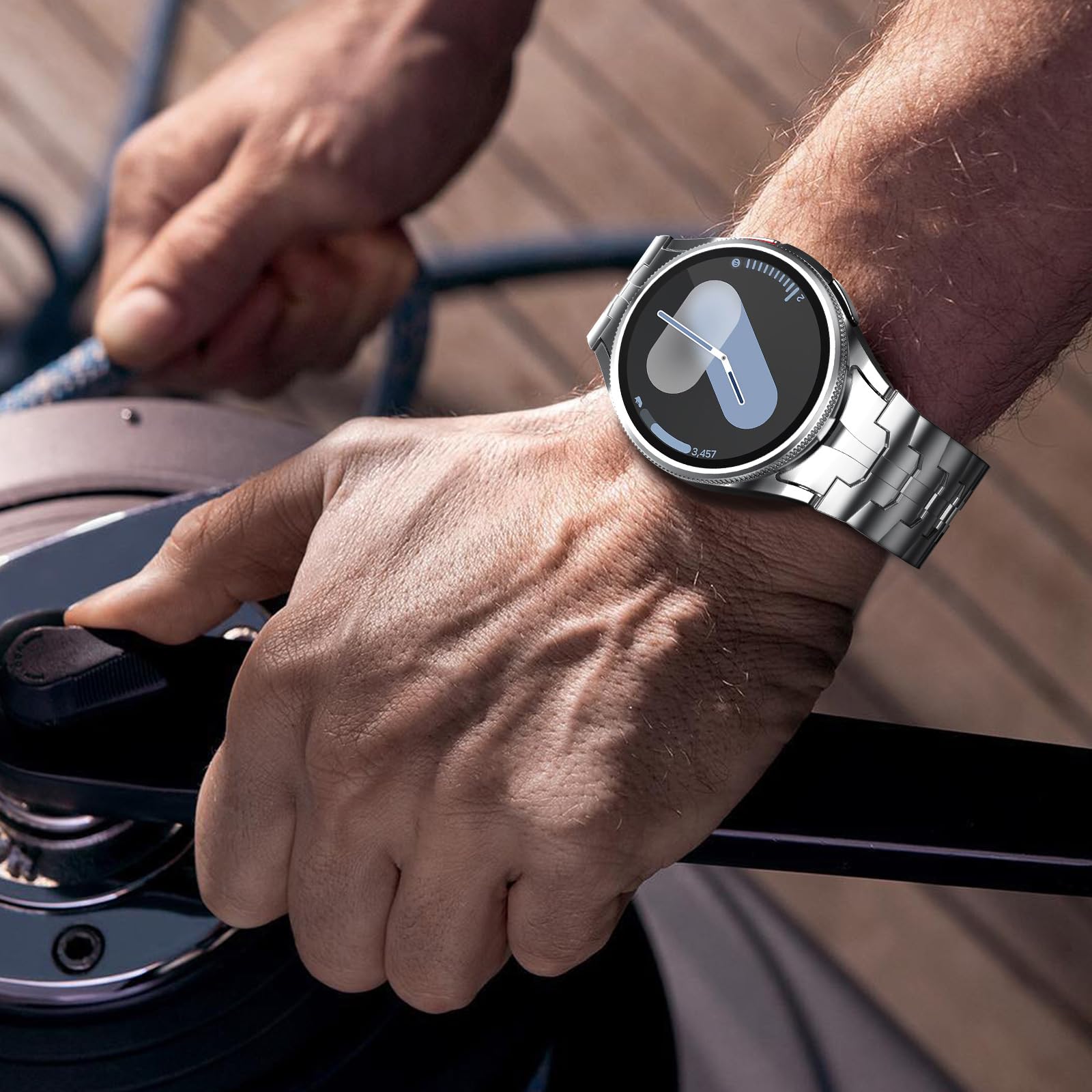 Fullife Compatible with Samsung Galaxy Watch 6 Classic Band 47mm, Galaxy Watch 5 Pro, Watch 6/5/4, Watch 4 Classic - Stainless Steel Metal Band with Magnetic Clasp, No Gap Design for Men - Perfect for Work, Gym & Everyday Wear