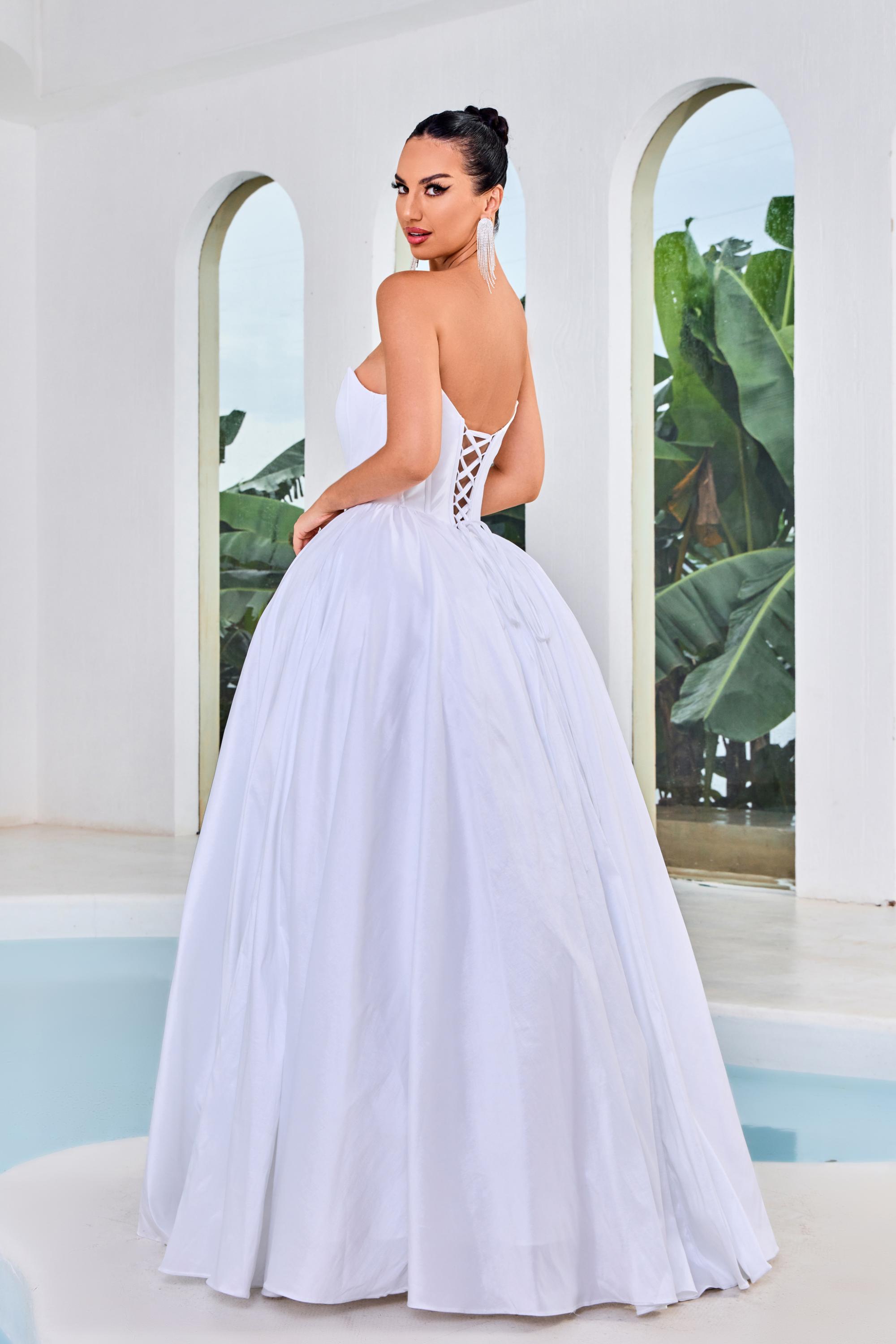 Elegant A-Line Scoop Neck Sleeveless Taffeta Evening Dress J24033 - Perfect for Prom, Wedding Guest & Formal Occasions