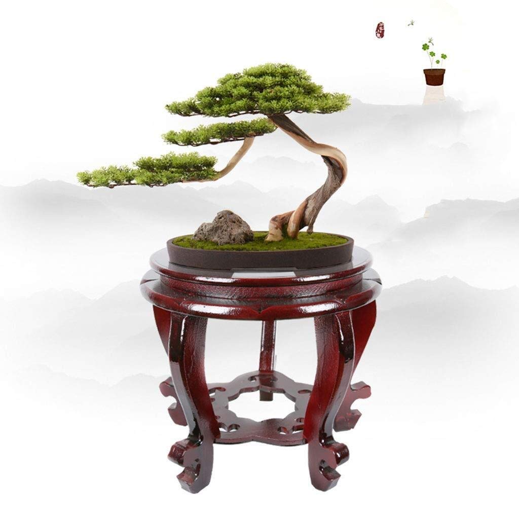 YCDJCS Round Wooden Flower Stand - Classic Chinese Style Bonsai Plant Shelf, Indoor/Outdoor Vase Rack, Elegant Brown Wooden Display Shelf (20x24cm) - Perfect for Home Decor, Garden, Balcony & Office Plant Display