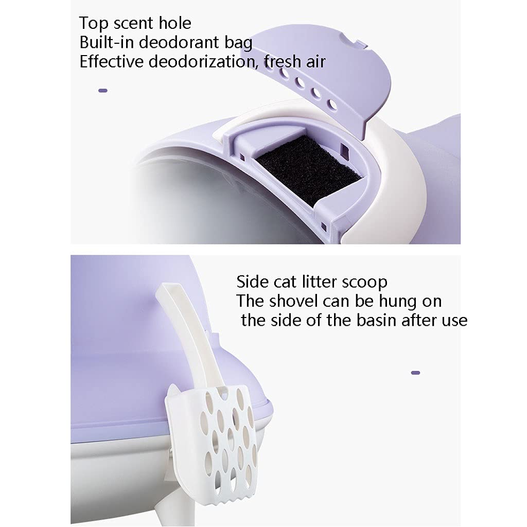 Open & Semi-Closed Cat Litter Box - Splash-Proof Large Cat Toilet with Removable Design & Extra Space - Easy to Clean Cat Bedpan (Color A) - Perfect for Multi-Cat Homes & Small Apartments