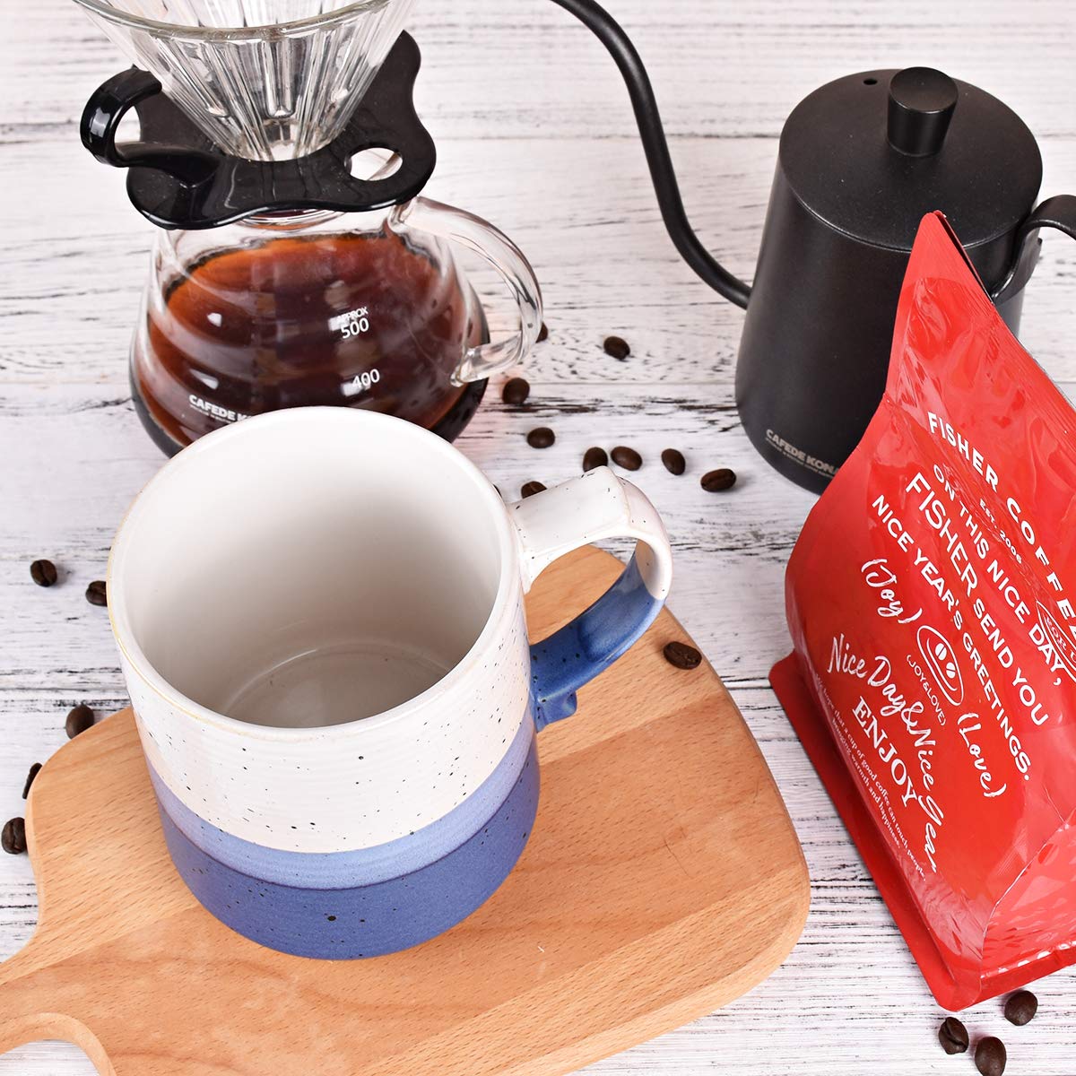 Bosmarlin 21 Oz Large Stoneware Coffee Mug - Big Tea Cup for Office & Home - Dishwasher & Microwave Safe - Deep Blue - Perfect for Hot Beverages, Soups, and Breakfast Cereals