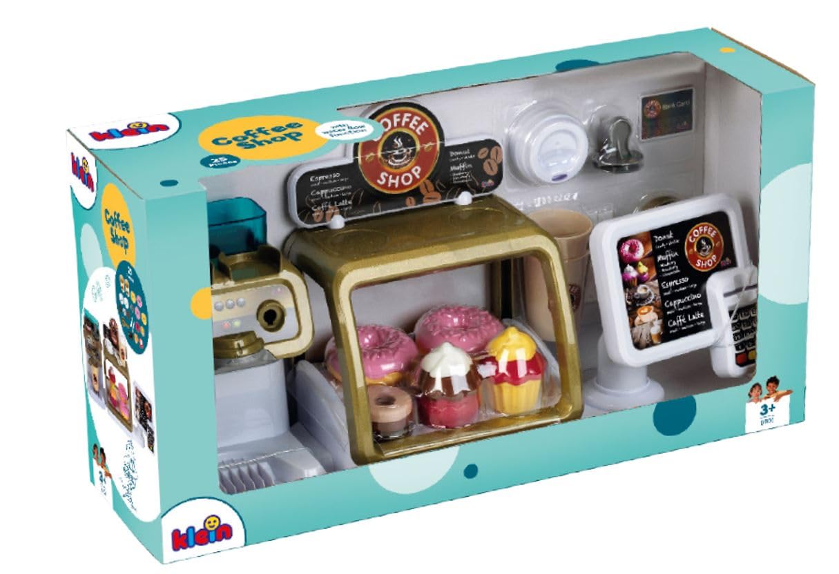 Theo Klein Pretend Play Coffee Shop Set - Kids Toy Barista Espresso Machine & Accessories for Imaginative Play - Perfect for Birthday Gifts & Role Play Games (Cafe, Kitchen, Home)