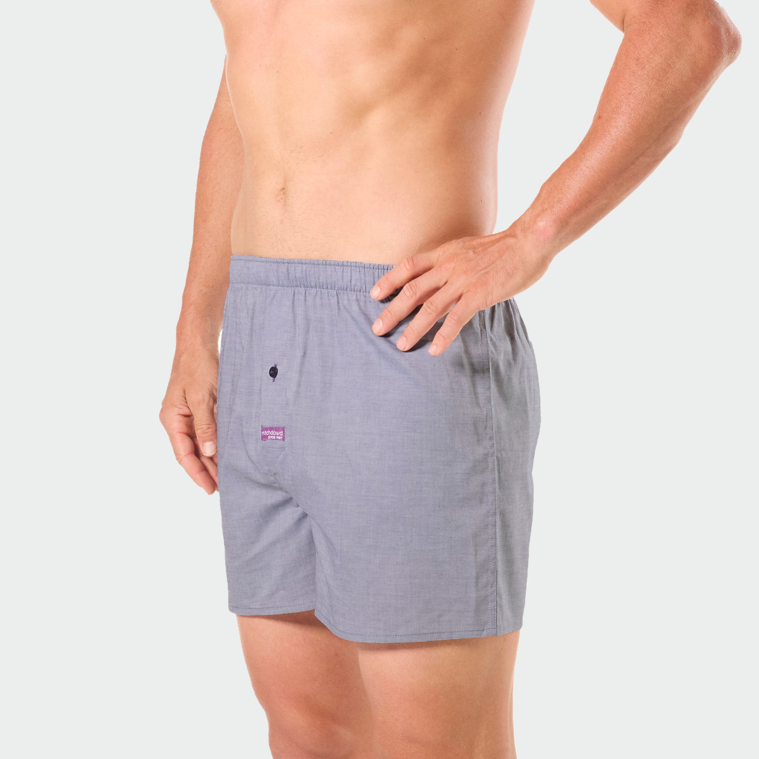 Men's 5-Pack Cotton Check Boxer Shorts - Soft Breathable Underwear for Daily Wear & Lounge - Blue