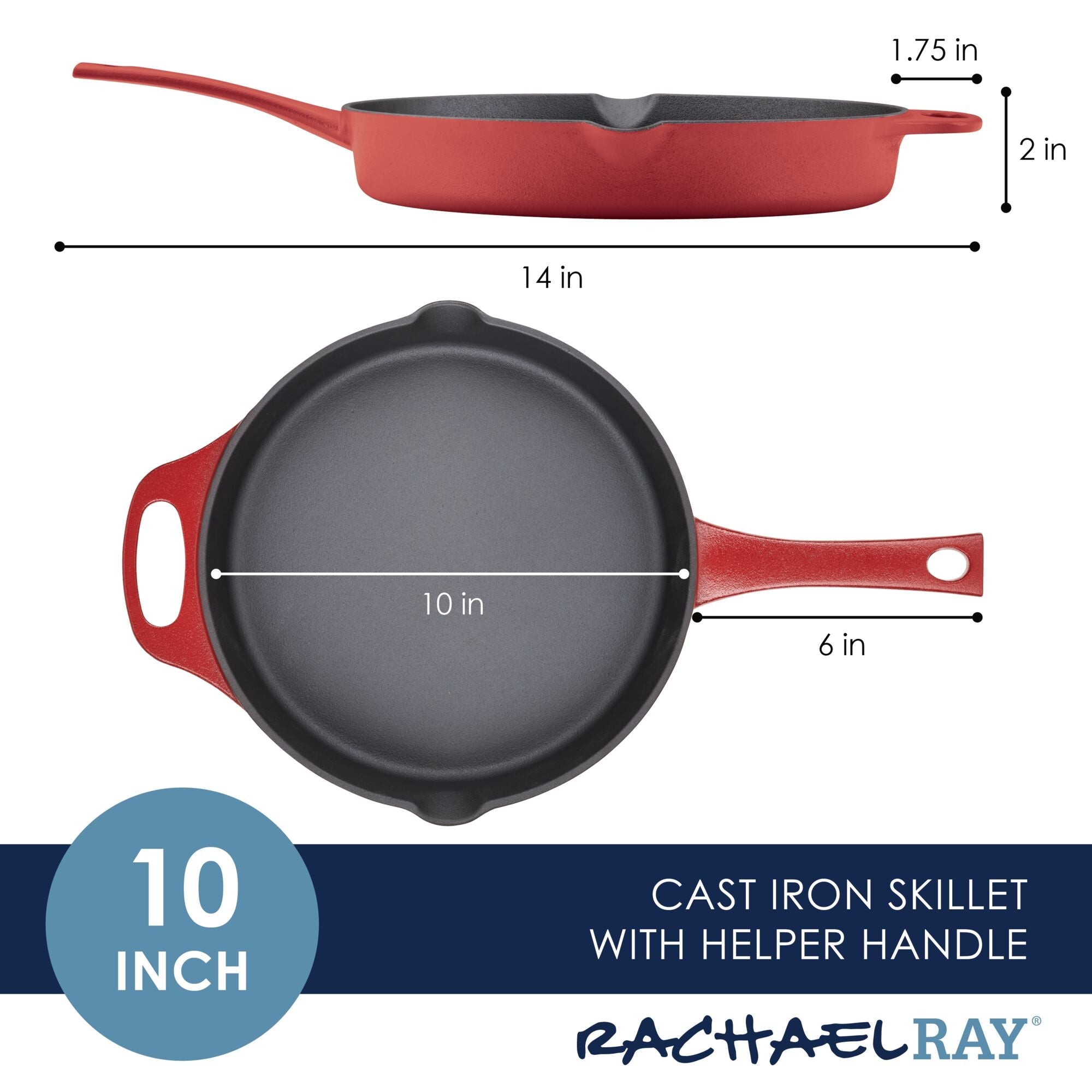 Premium NITRO 10 Inch Cast Iron Skillet - Pre-Seasoned, Heavy Duty & Even Heat Distribution - Perfect for Stovetop, Oven & Outdoor Cooking - Ideal for Steaks, Pancakes & Camping Meals