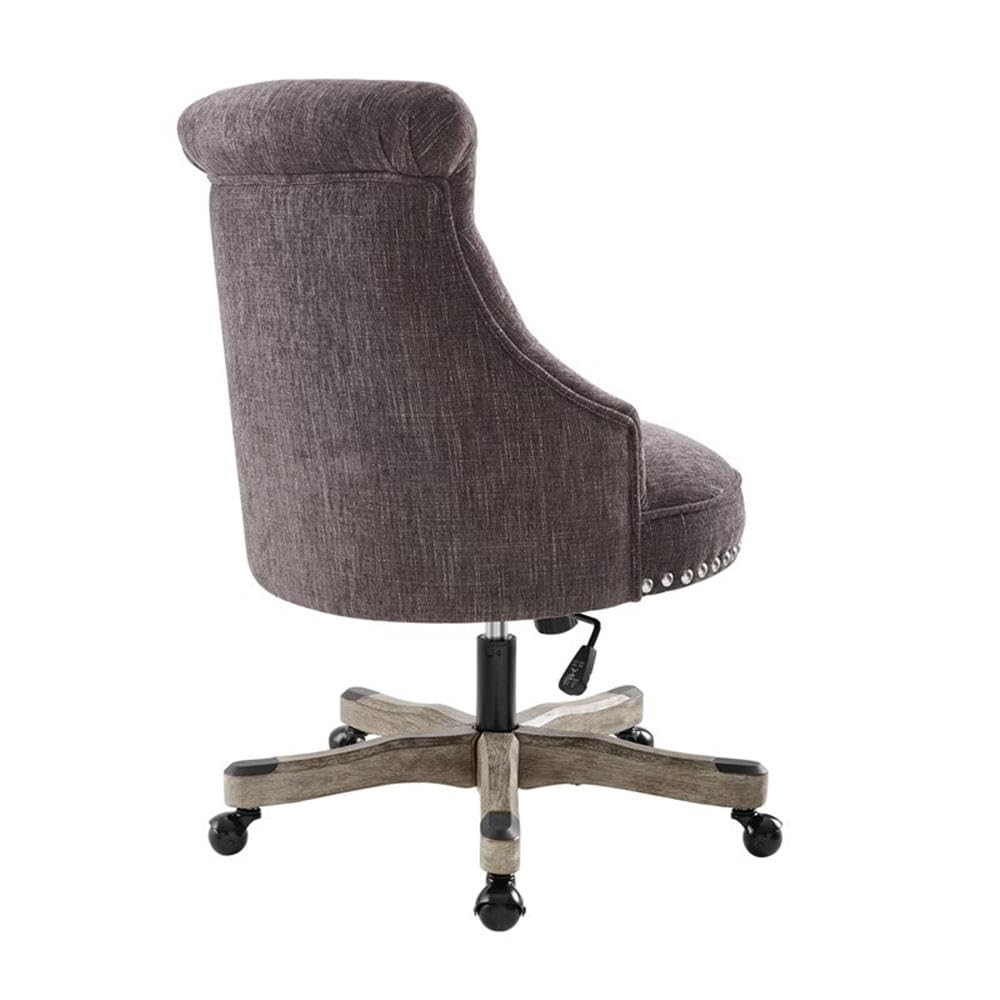 UrbanPro Wood Traditional Upholstered Swivel Office Chair - Ergonomic Desk Chair with Adjustable Height & 360° Rotation, Charcoal Gray - Perfect for Home Office, Study Room & Workspace