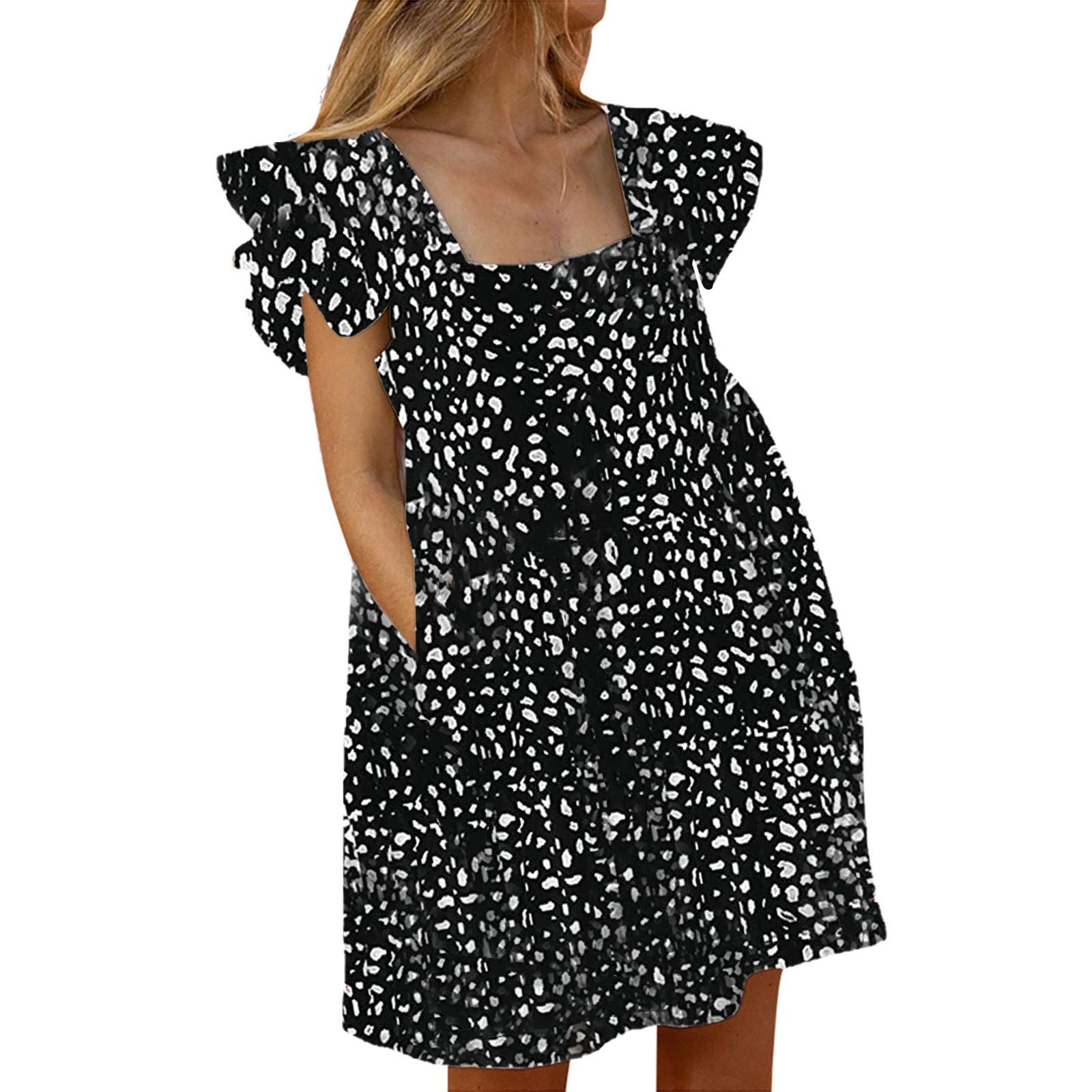 Women's Ruffled Babydoll Sleeveless Print Mini Dress - Flowy Summer Casual Dress for Beach, Party & Date Night
