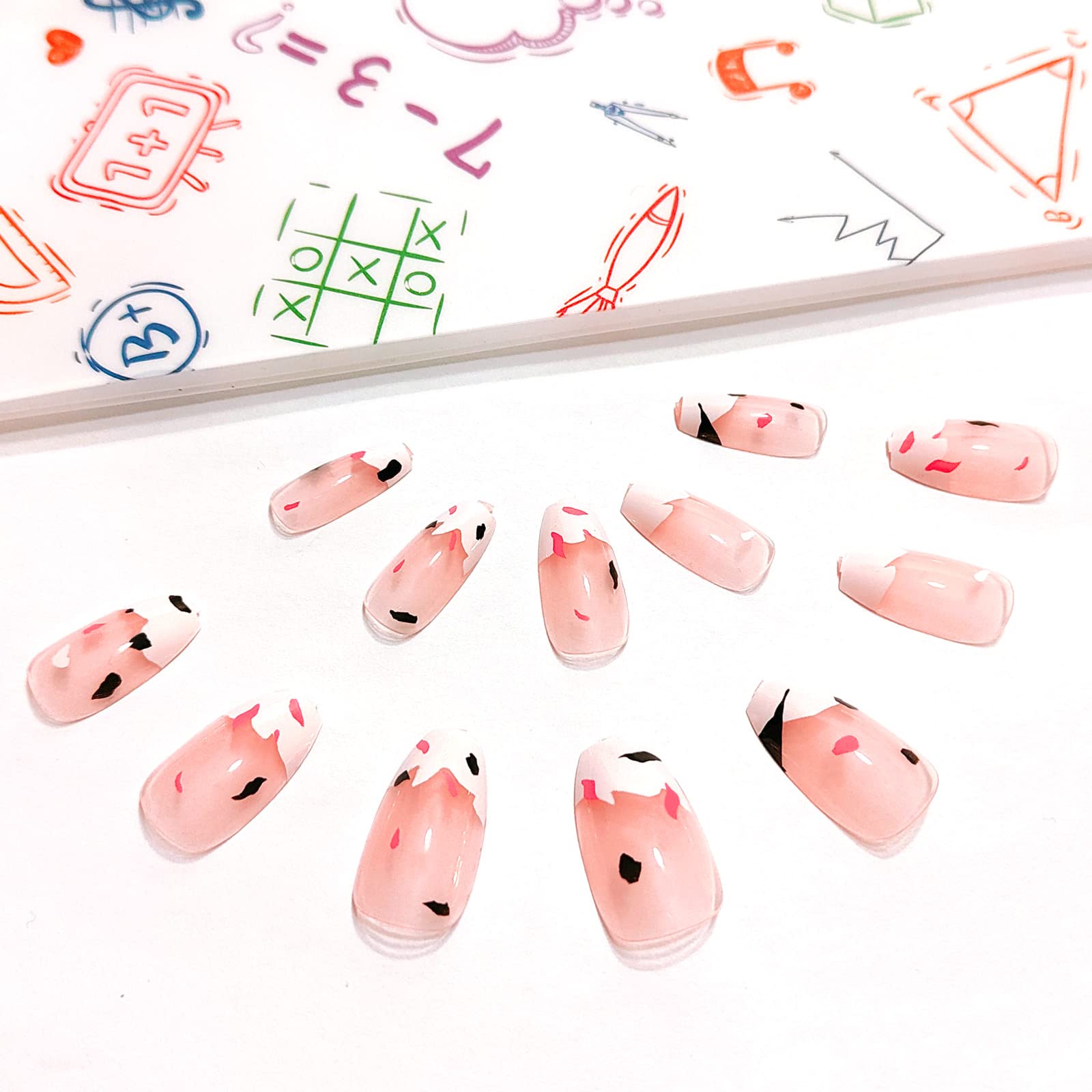 24Pcs Cow Print Press on Nails for Women - Acrylic Full Cover False Nails with Glue - Perfect for Parties, Weddings & Everyday Wear