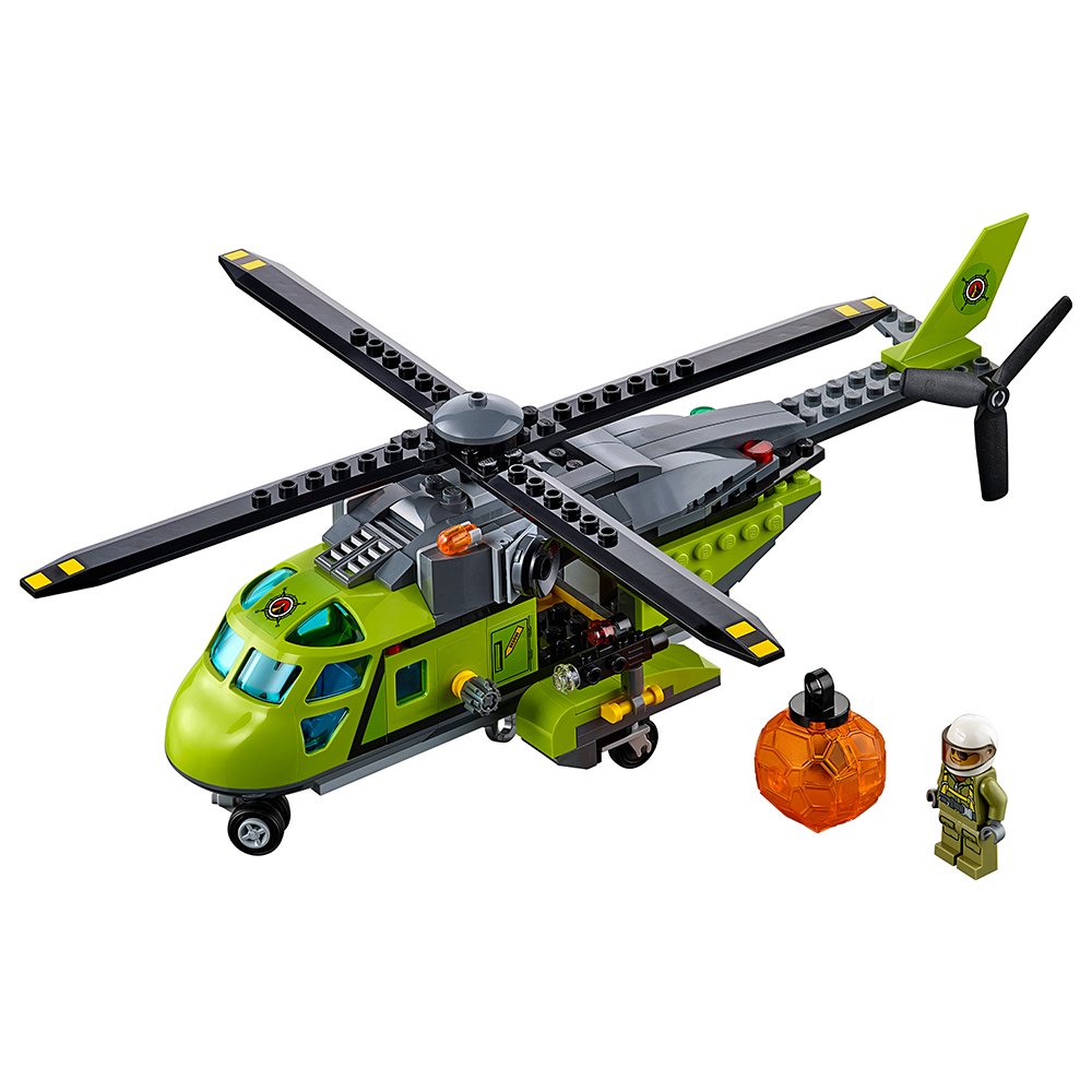 LEGO City Volcano Explorers 60123 Volcano Supply Helicopter Building Kit (330 Pieces) - STEM Toy for Kids Ages 6-12, Creative Play & Adventure Scenes