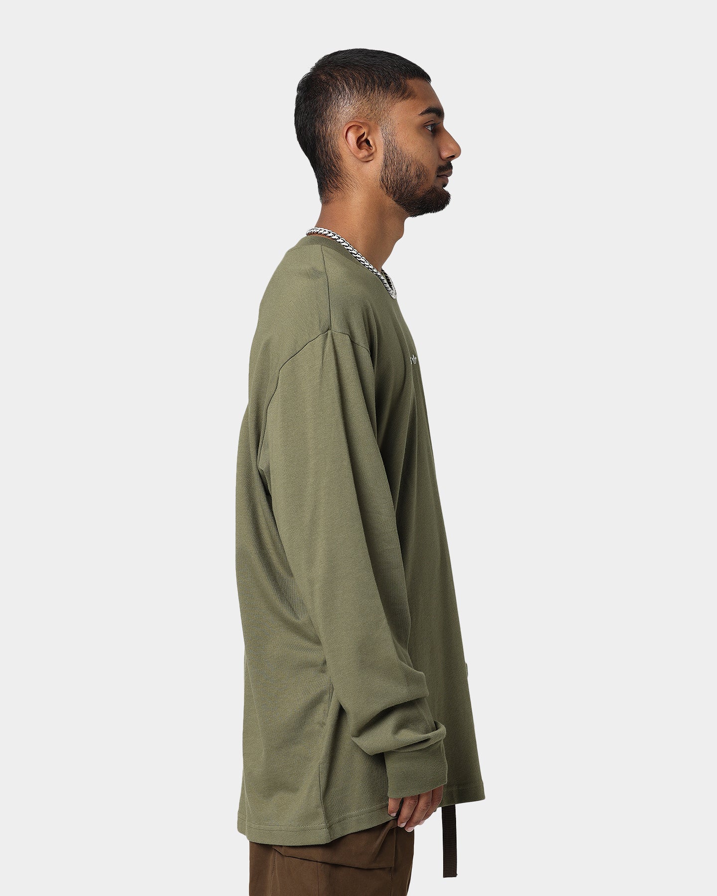 Adidas Men's Long Sleeve Graphic T-Shirt - Craft Khaki Color | Casual Streetwear & Athletic Performance Top for Running, Gym & Everyday Wear
