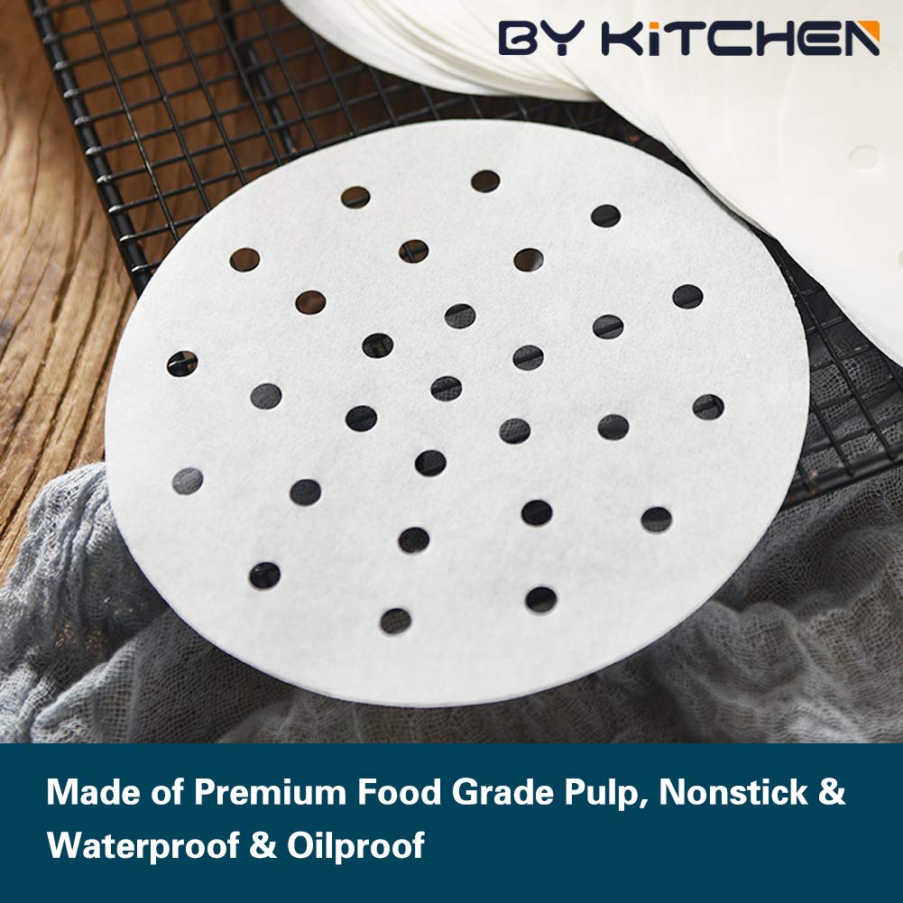 100-Pack 10-Inch Air Fryer Parchment Paper Liners - Reusable, Non-Stick, Pre-Cut for Air Fryers, Bamboo Steamers & Steaming Baskets (6/7/8/9 Inch Options) - Perfect for Healthy Cooking, Meal Prep & Quick Cleanup