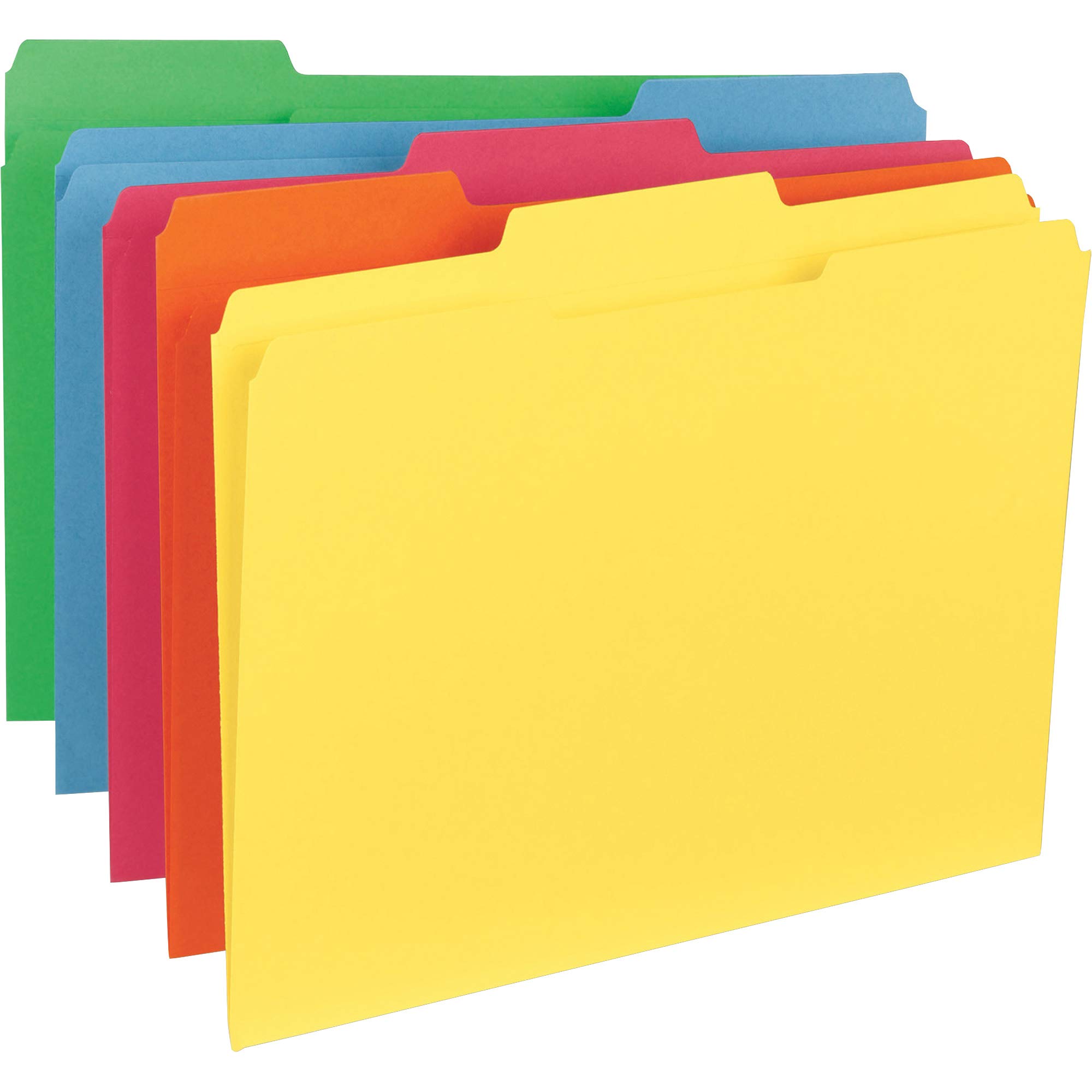 Business Source 1/3-Cut Tab Colored File Folders - Letter Size, Assorted Colors, 25-Pack - Perfect for Office Organization, Filing Systems & Document Storage