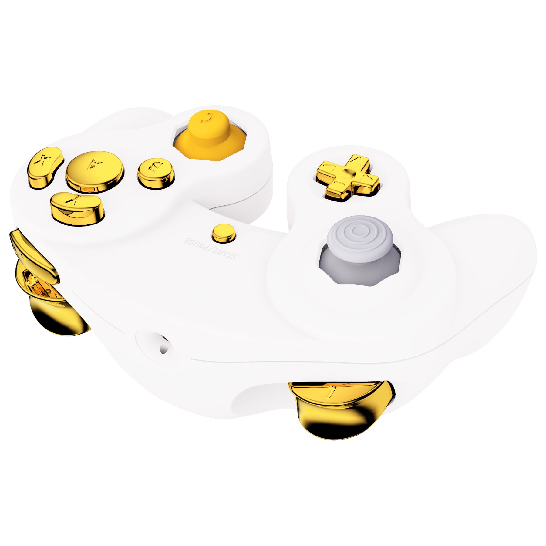 ExtremeRate Chrome Gold Replacement Buttons for Nintendo GameCube Controller - Full Set ABXY, D-Pad, ZL/ZR Keys with Thumbsticks & Tools (Controller Not Included) - Perfect for DIY Repair and Gaming Enthusiasts
