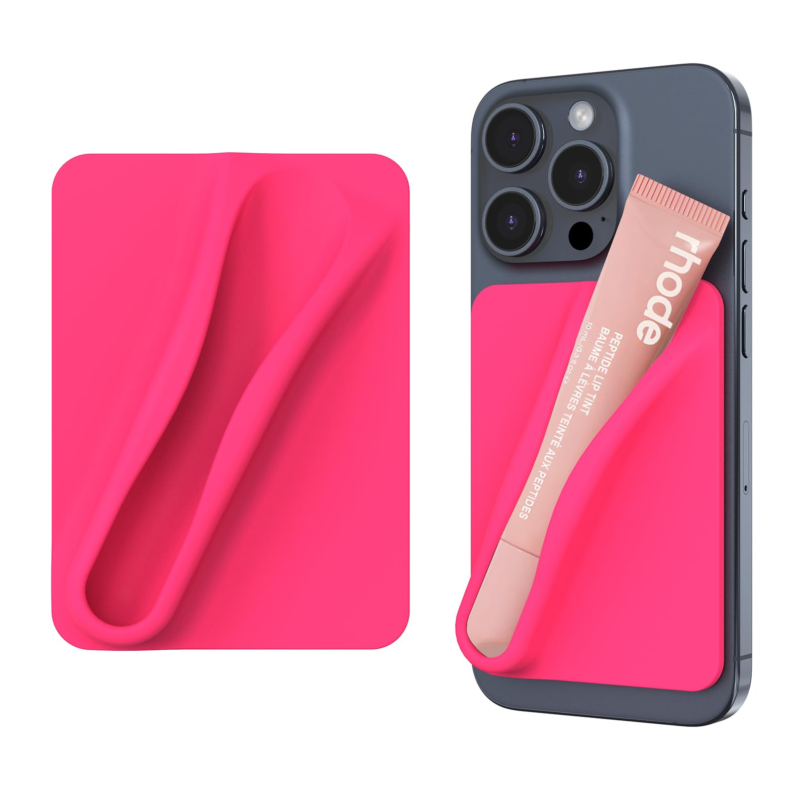 DOB SECHS Silicone Phone Lipstick Holder - Universal Adhesive Back Sticker for iPhone & Android - Dark Peach - Perfect for Makeup Touch-Ups On-The-Go