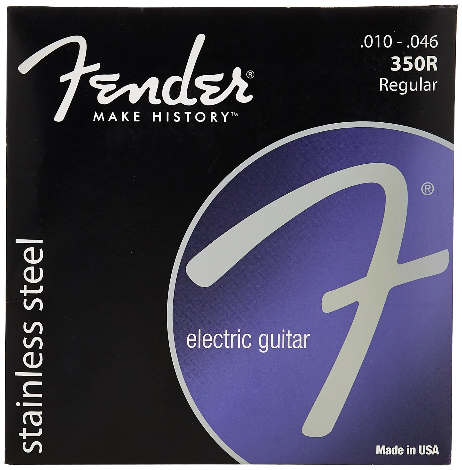 Fender Stainless 350 Electric Guitar Strings - Stainless Steel Ball End (10-46 Gauge) for Rock, Blues & Metal - Perfect for Live Performances & Studio Recording