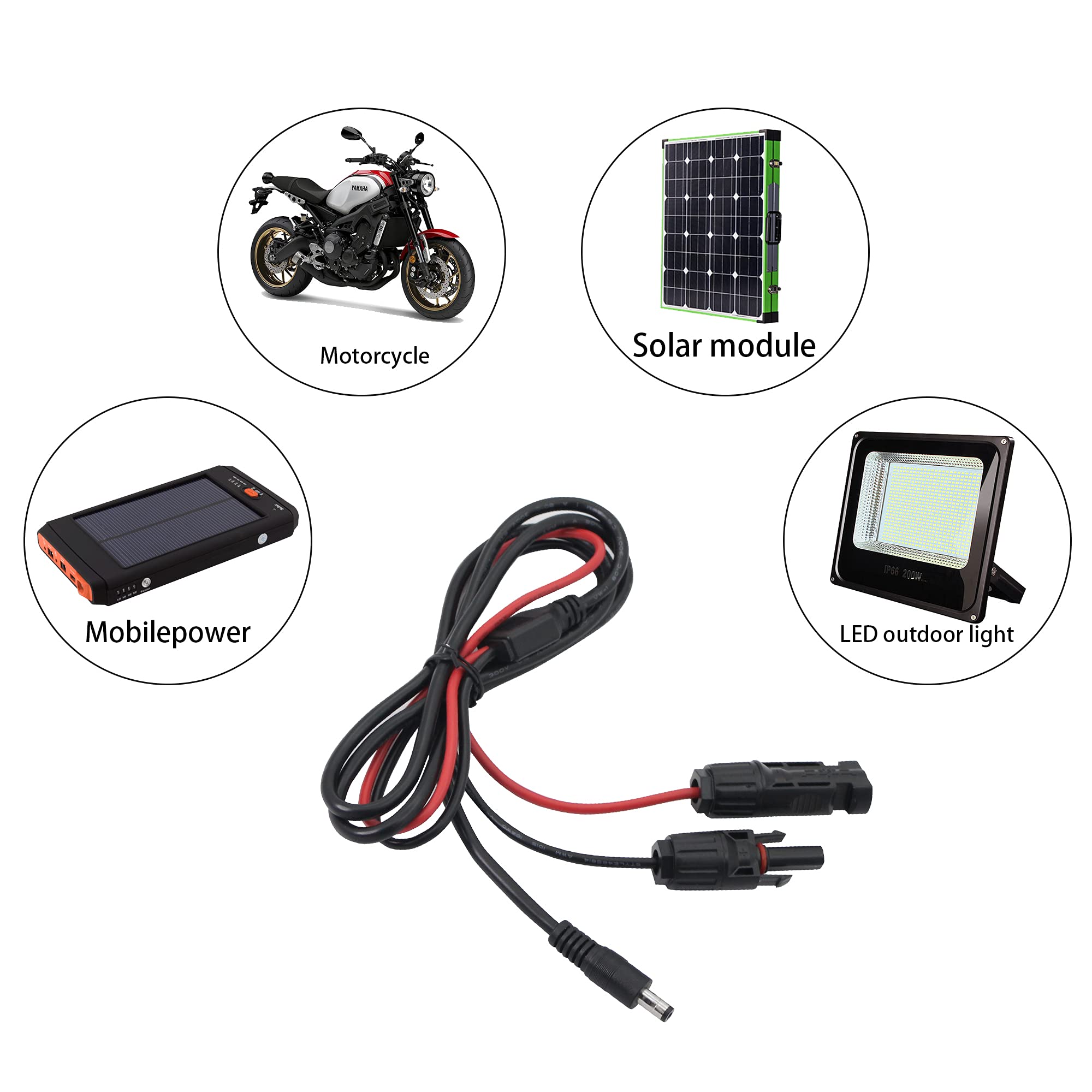YACSEJAO 16AWG Solar Connector to DC Power Cable - Heavy Duty Waterproof Solar Charge Cable for Solar Panels, Generators & Inverters (4.9FT/1.5M) - Perfect for Off-Grid Systems, RV Solar Kits & Emergency Power Backup