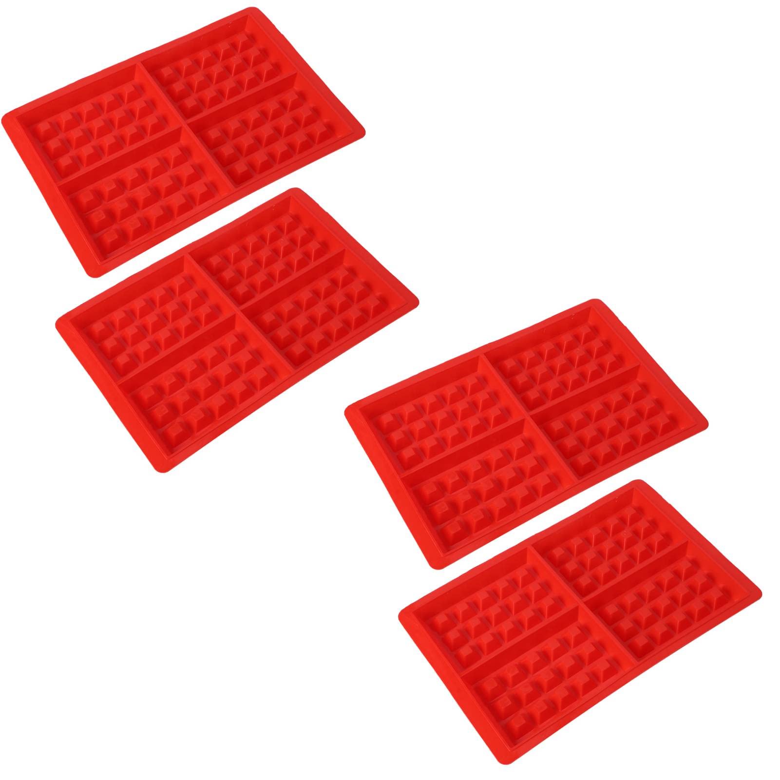 4-Piece Silicone Waffle Mold Set - Non-Stick Baking Tray for Waffles, Muffins, Chocolate, Candy & Soap Making - Perfect for DIY Desserts, Cake Decorating & Craft Projects