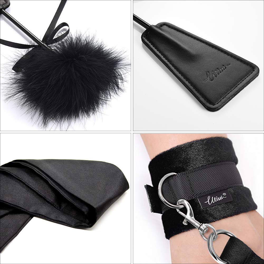 Premium BDSM Bondage Kit - UTIMI Restraints Set with Handcuffs, Ankle Cuffs, Blindfold & Tickler for Couples - Sensual Adult Toys for Spicing Up Bedroom Play & Roleplay Scenes