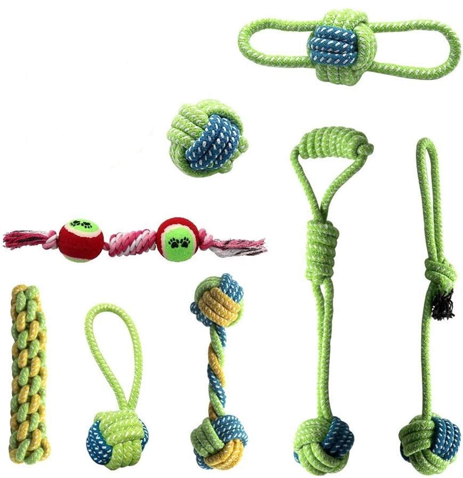 ZUOZUO 8PCS Interactive Chew Toys for Small & Medium Dogs - Durable Dog Leash & Chew Toys for Puppies - Perfect for Training, Teething & Outdoor Playtime