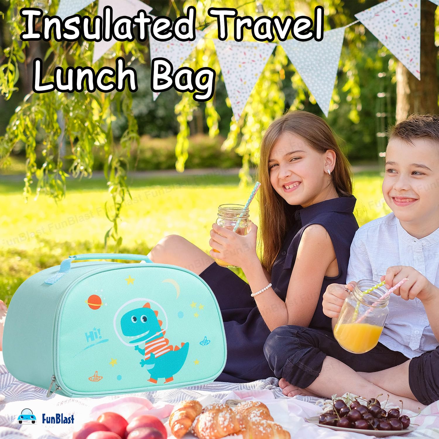 FunBlast Insulated Lunch Bag for Office, School & Travel - Reusable Tiffin Carrier for Women & Men - Perfect for Work, Picnic, Gym & Outdoor Activities (Green)