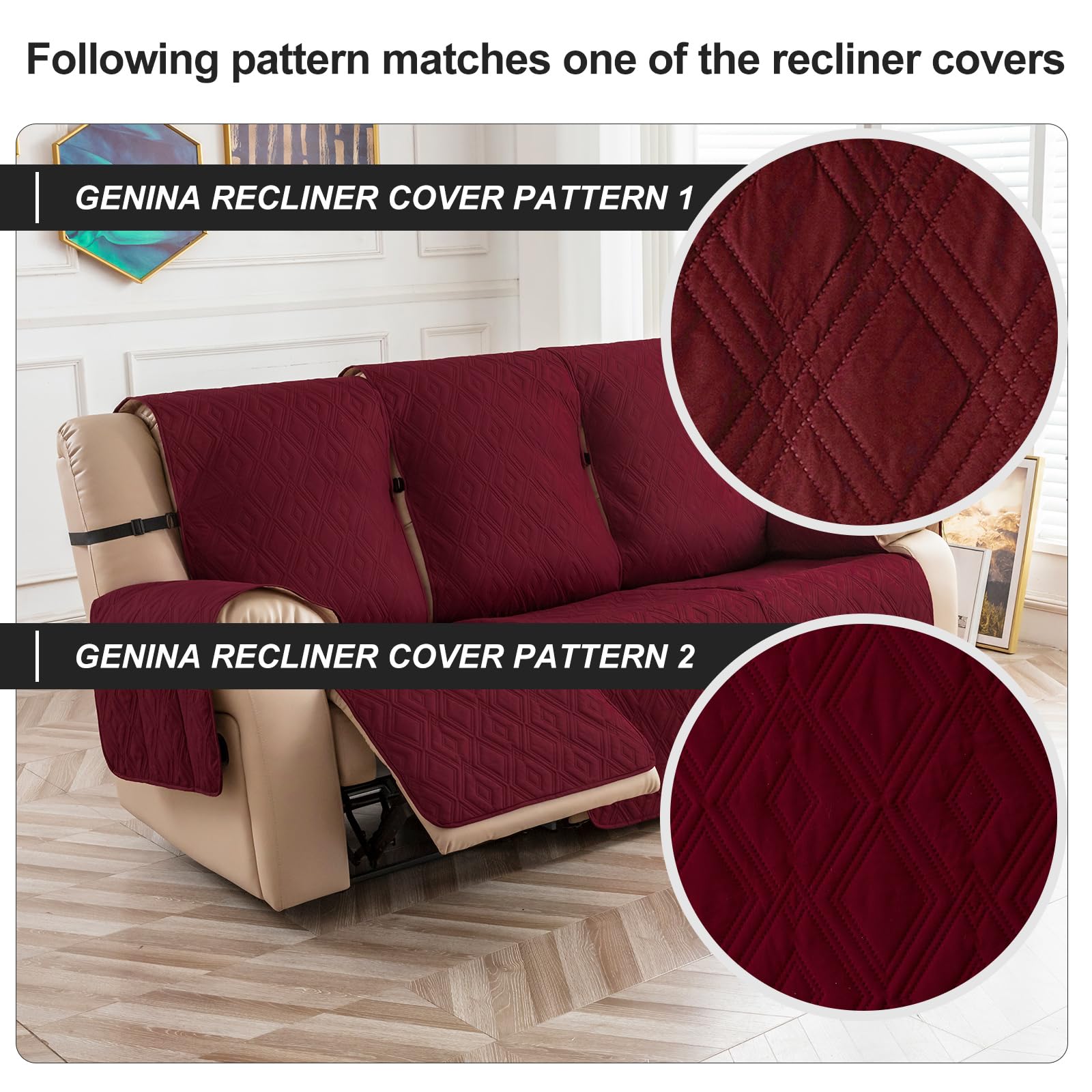 Waterproof Reclining Sofa Cover - Non-Slip Washable 3-Seater Couch Protector for Pets & Kids | Wine Red Furniture Protector for Recliner Couches | Perfect for Living Room, Family Room & Pet-Friendly Homes