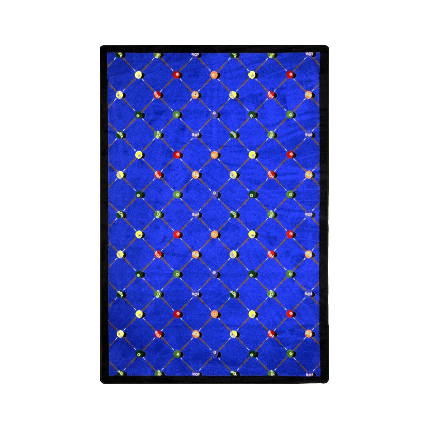 Joy Carpets Games People Play Billiards Gaming Area Rug - Blue, Perfect for Game Rooms, Man Caves, and Basement Decor