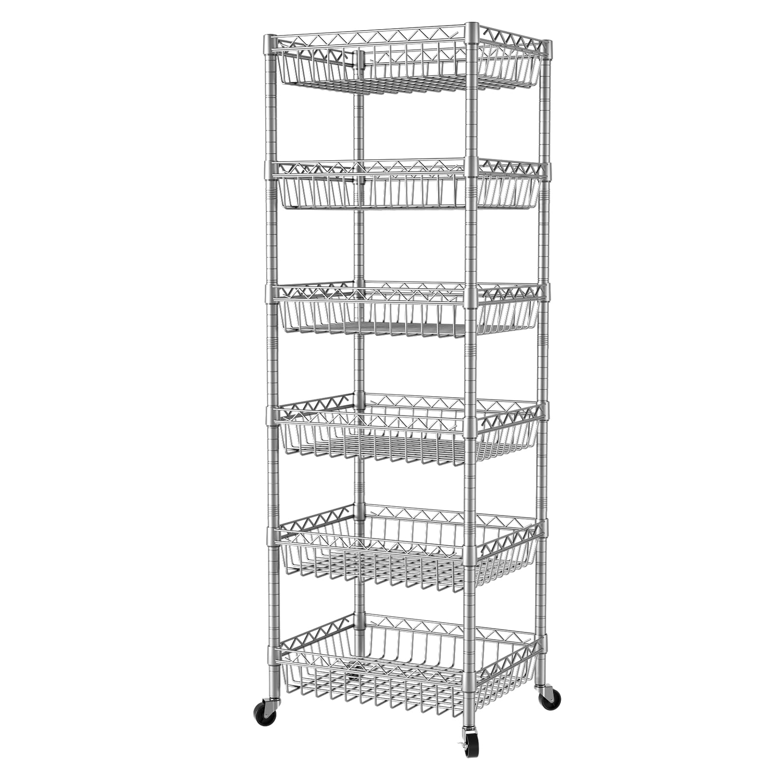 6-Tier Adjustable Wire Shelving Unit with Baskets - 13.5