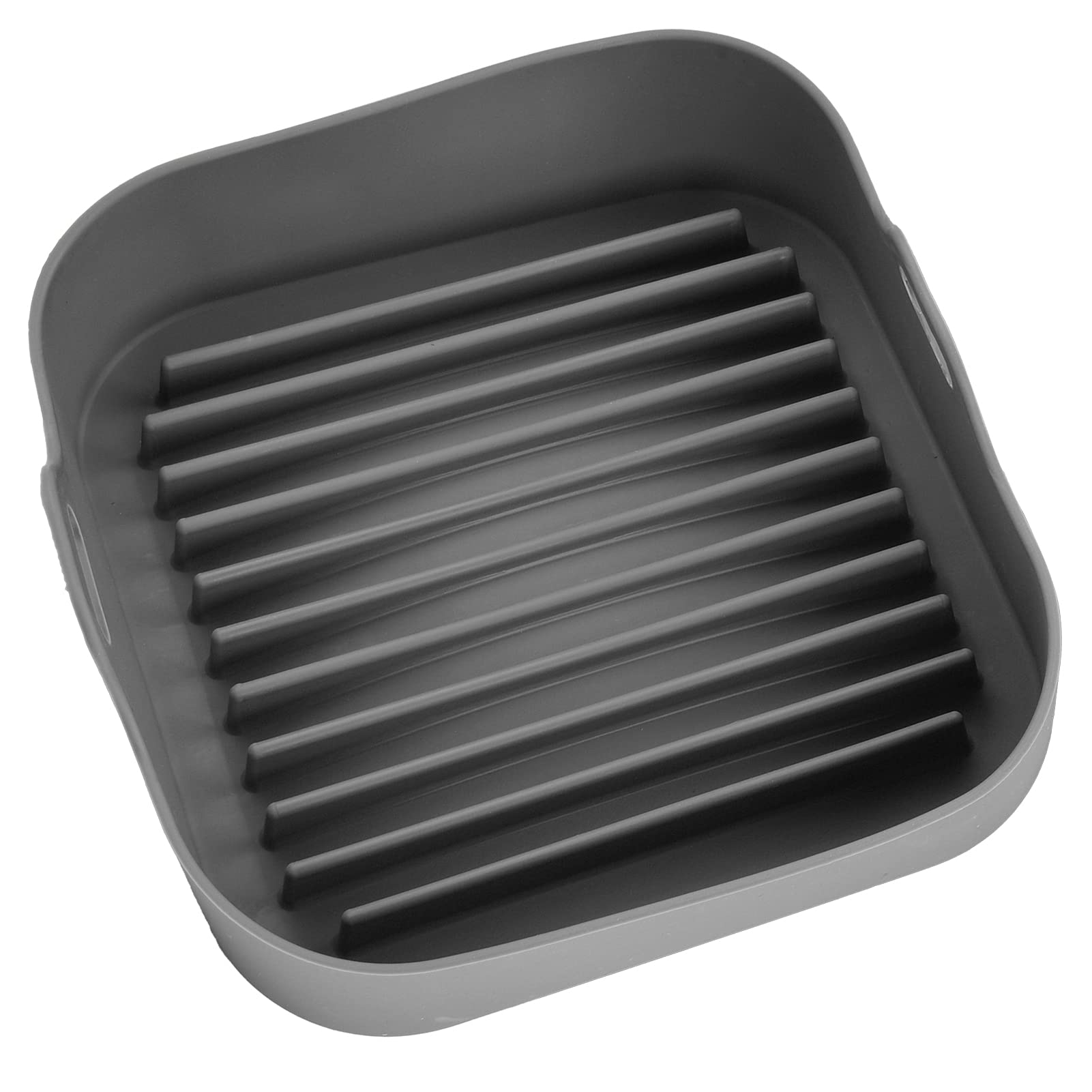 Silicone Air Fryer Basket Replacement - 10 Inch Non-Stick Pot for Microwave, Steamer & Rice Cooker - Durable & Easy to Clean (Grey) - Perfect for Healthy Cooking, Meal Prep & Quick Reheating