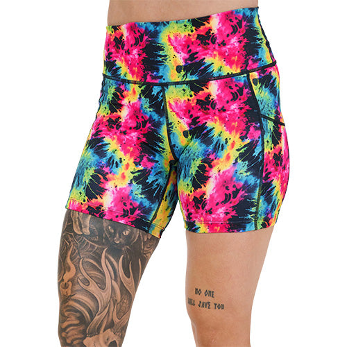 Neon Tie Dye Shorts for Women - High Waisted Summer Casual Shorts | Perfect for Beach, Gym, and Outdoor Activities