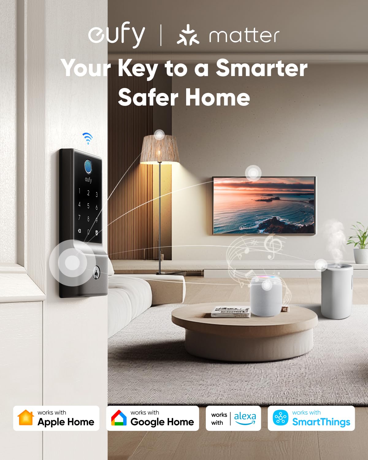 eufy Security Smart Lock E30 - Keyless Fingerprint Entry Deadbolt with Built-in Wi-Fi | Compatible with Apple Home, Alexa & Google Assistant | Smart Door Lock for Front/Back Doors | Perfect for Home Security & Smart Home Automation