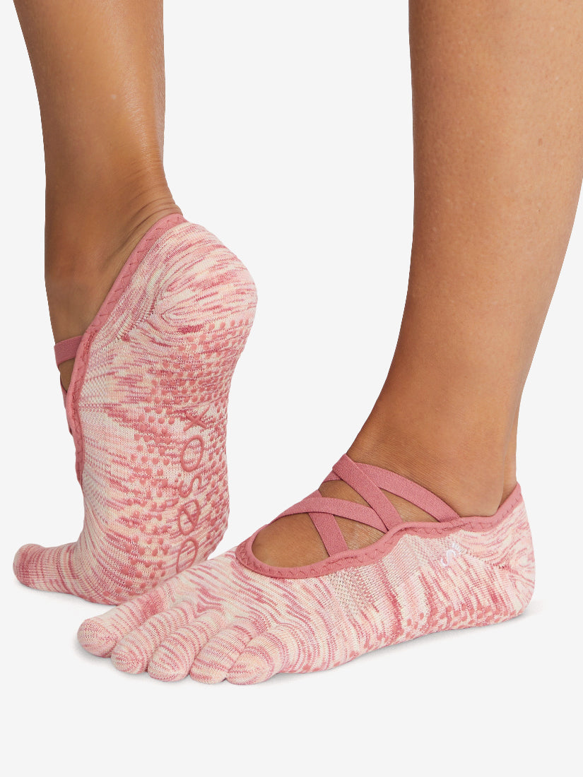 ToeSox Tec Full Toe Elle Grip Socks - Non-Slip Yoga & Pilates Socks for Women - Perfect for Barre, Dance & Fitness Workouts