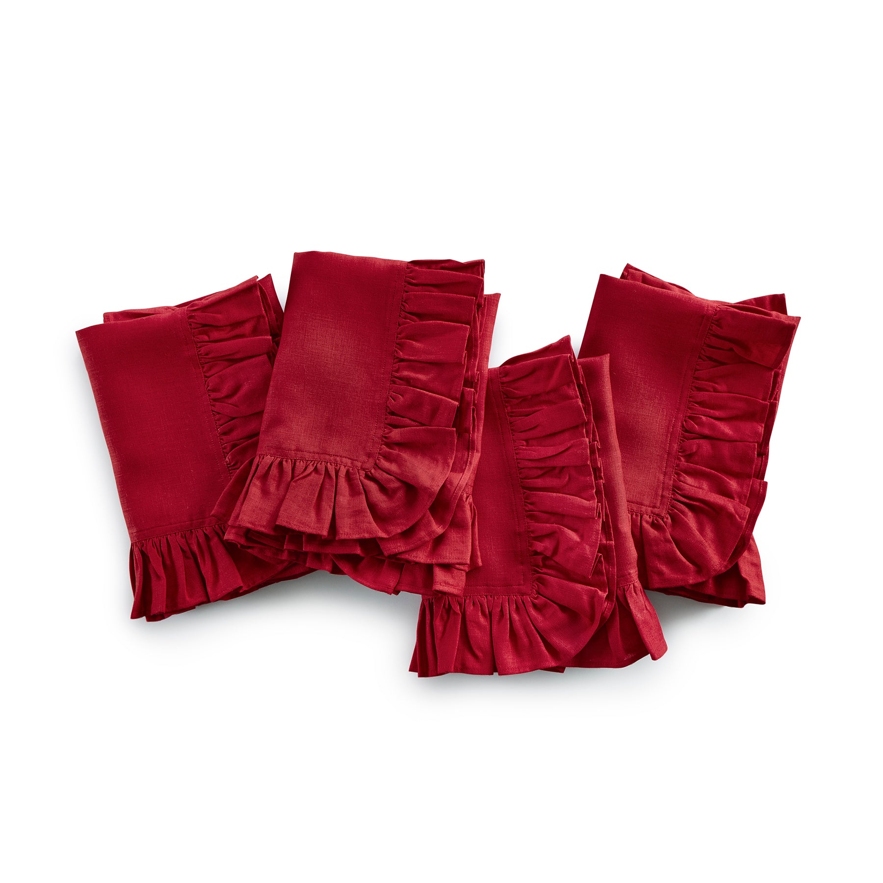 Gabrielle Ruffle Napkins Set of 4 - Elegant Cotton Dinner Napkins for Formal Dining, Wedding, and Special Occasions