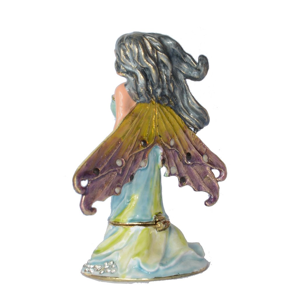 Hand-Painted Angel Trinket Box - Decorative Jewelry Storage with Hinged Lid, Ring & Earring Holder - Perfect for Vanity Table, Gift Giving & Collectible Display