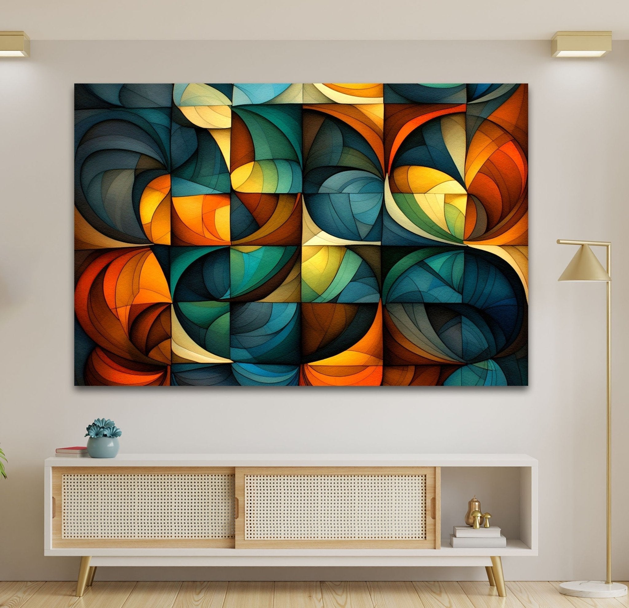 Modern Abstract Glass Wall Art - Handcrafted Contemporary Home Decor for Living Room, Bedroom & Office - Unique 3D Glass Panel Artwork