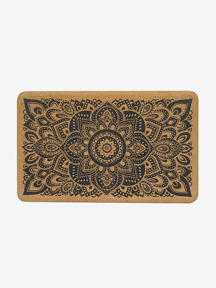 Yoga Design Lab Cork Brick Mandala Black Yoga Mat - Non-Slip Eco-Friendly Cork Material for Hot Yoga, Pilates & Home Workouts