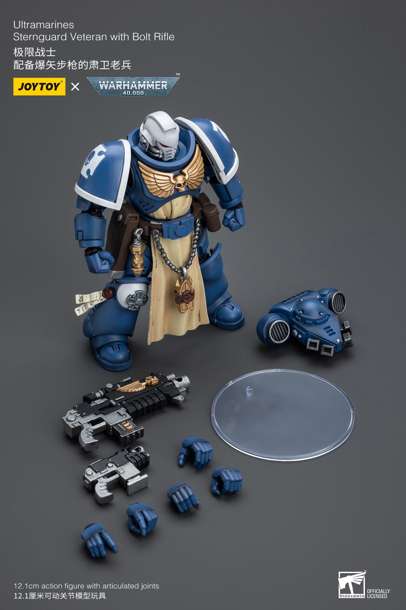 1/18 JOYTOY Warhammer 40K Ultramarines Sternguard Veteran Action Figure - Collectible Miniature for Tabletop Gaming & Display