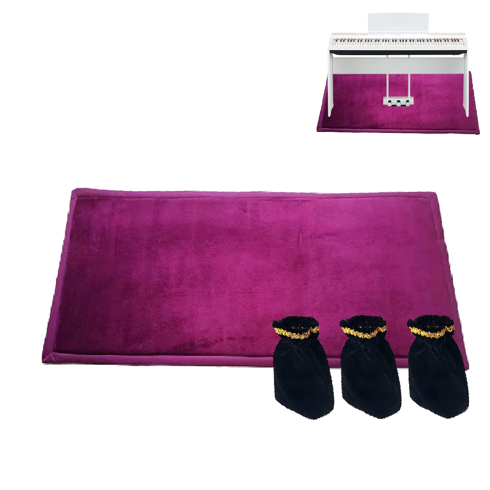 Premium Piano Pedal Pad Carpet - 160x70cm Soundproof Rug with 3 Pedal Covers for Noise Reduction & Vibration Dampening | Ideal for Home Studios, Practice Rooms & Apartments | Noise Blocking Sound Blanket for Acoustic Performance